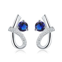 Blue & Silver-Plated Fashion Earrings