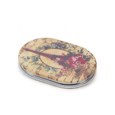 Oval Eiffel towel print compact mirror