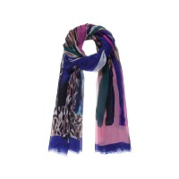 Blue animal print long scarf