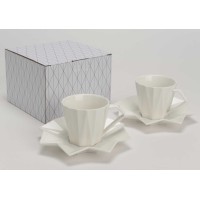 Amadeus Gift-Boxed Set of 2 Tea Cups with Diamond-Shaped Saucers - 200ml