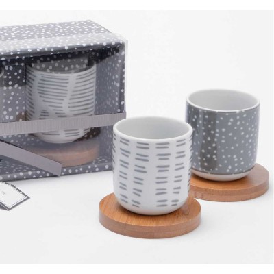 Amadeus Gift-Boxed Set of 4 Espresso Cups on Mini Wooden Saucers