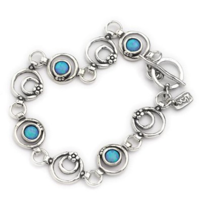 AVIV SILVER - Stunning Handmade Round Opal Stones Bracelet