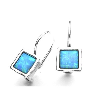 AVIV SILVER - Fire Opal Sterling Silver Square Drop Earrings