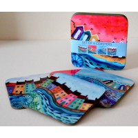 Bridget Wilkinson - Set of 4 Colourful Coastal Coasters