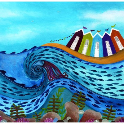 Bridget Wilkinson - The Turning Tide - Colourful Coastal Art Card