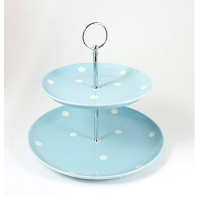 Fresh Blue Cake Stand Spots & Dots