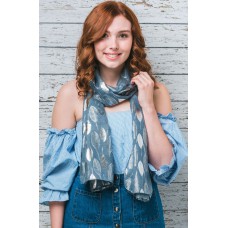 Foil Leaf Grey-Blue Scarf