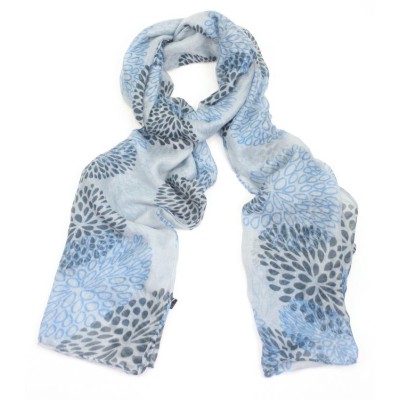 Stylized Flower Head Design Grey Scarf