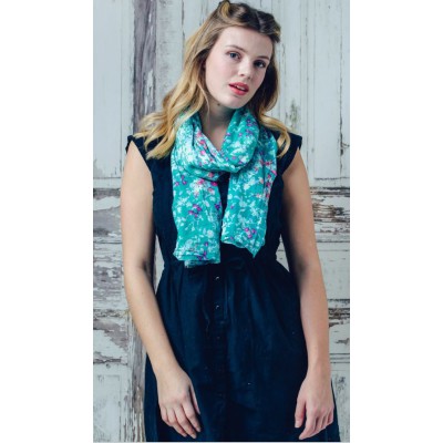 Lilybeth Green Floral Design Print Scarf