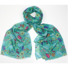 Naomi Turquoise Floral Printed Scarf