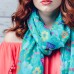 Naomi Turquoise Floral Printed Scarf