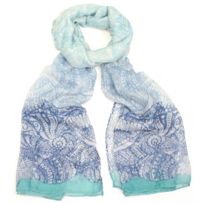 Seashell Print Design Blue Scarf