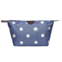 Blue Polka Dot Print Nylon Wash Bag