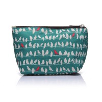 Green Bird Print Make-up Bag 