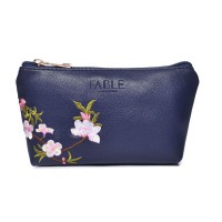 Blue Blossom Embroidered Make-Up Bag