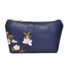 Blue Blossom Embroidered Make-Up Bag