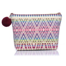 Medium Aztec Print Canvas Make-Up Bag