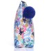 Medium Blue Floral Leatherette Make-Up Bag