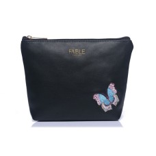 Black Embroidered Butterfly Make-Up Bag 