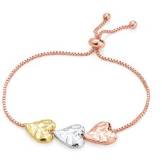 Triple Tone Heart Bracelet