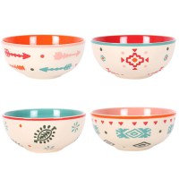 Set of 4 Boho Bandit Hand-painted Bowls