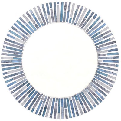 Beautiful Blue Lagoon Mosaic Glass Round Mirror