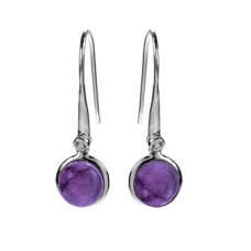 Round Bezel-Set Amethyst with CZ Earrings