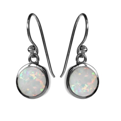 Silver Circular Opalique Earrings