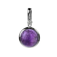 Round Bezel-Set Amethyst with Cubic Zirconia Pendant