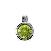 Silver Round Faceted Peridot Pendant Necklace