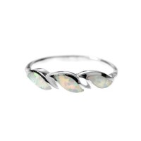 Silver Ring with Three Waves Set with Opalique