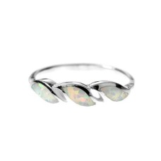 Silver Ring with Three Waves Set with Opalique