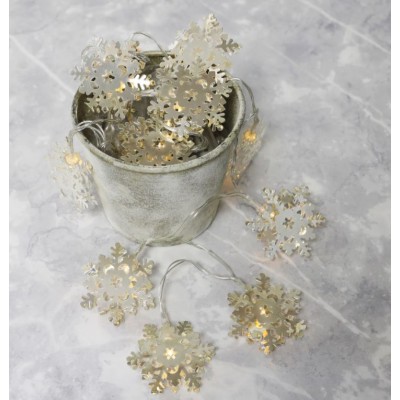 Lisa Angel 10 Battery Powered LED Silver Snowflake String Lights