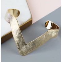 Lisa Angel Brushed Chevron Gold Bangle