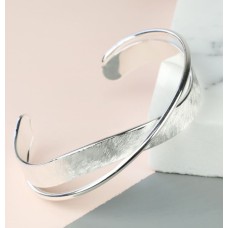 Lisa Angel Brushed and Shiny Crossover Silver Bangle
