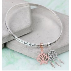 Lisa Angel Silver Charm Bangle -  'My Favourite Person... ' Meaningful Words 