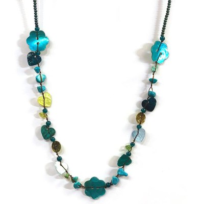One Button Mabelle Teal Necklace