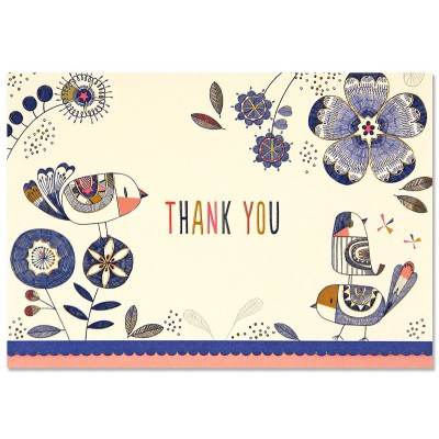 Peter Pauper Press Thank You Note Indigo Birds