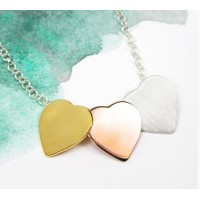 3 Colour Silver Hearts Necklace 