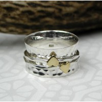 Sterling Silver Double Heart Spinning Ring