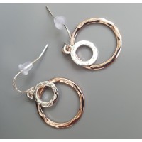 Rose Gold And Silver-Plated Rings Drop Earrings