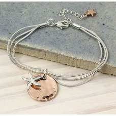 Rose Gold Disc Silver Starfish Chain Bracelet