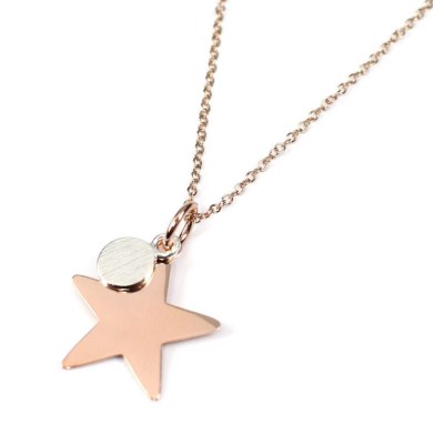Rose Gold Star Sterling Silver Disc Necklace