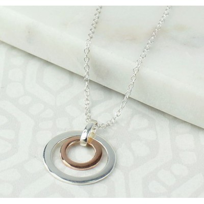 Silver & Rose Gold Double Hoop Necklace