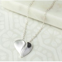 Silver Curved Heart Necklace