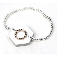 Silver-Plated Bead Rose Gold Ring Bracelet