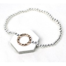 Silver-Plated Bead Rose Gold Ring Bracelet