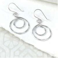 Small Sterling Silver Spiral Hoop Drop Earrings