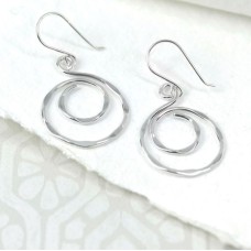 Small Sterling Silver Spiral Hoop Drop Earrings