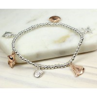 Silver & Rose Gold Beach Inspired Charm Bracelet